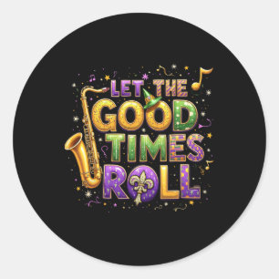 Retro laat de goede tijden Mardi Gras feestliefde Ronde Sticker