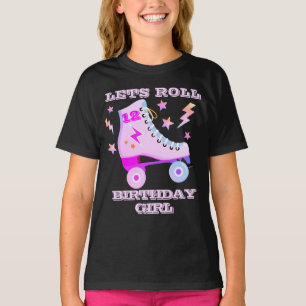 Retro laat Roll Roller Skating Neon Roze T-shirt