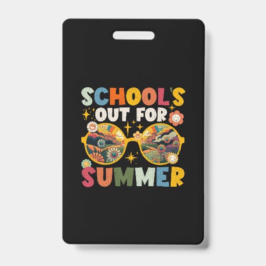 Retro Laatste Dag School Is Uit Voor De Zomer Lera Badge (Voorzijde)