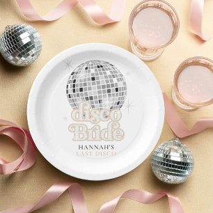 Retro Laatste Disco Bruid Bruidsfeest  Papieren Bordje