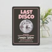 Retro laatste disco vrijgezellenweekend uitnodigin kaart (Staand voorkant)