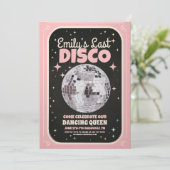 Retro laatste disco vrijgezellenweekend uitnodigin kaart (Staand voorkant)