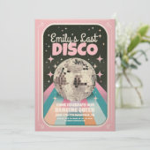 Retro laatste disco vrijgezellenweekend uitnodigin kaart (Staand voorkant)
