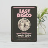 Retro laatste disco vrijgezellenweekend uitnodigin kaart (Staand voorkant)
