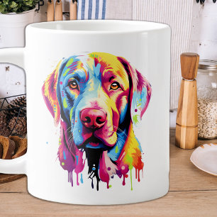 Retro Labrador Retriever Pop Art Kleurrijke Hond Extra Grote Mok