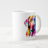 Retro Labrador Retriever Pop Art Kleurrijke Hond Extra Grote Mok (Voorkant rechts)