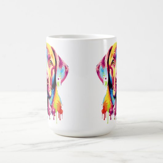 Retro Labrador Retriever Pop Art Kleurrijke Hond Koffiemok (Center)