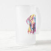 Retro Labrador Retriever Pop Art Kleurrijke Hond Matglas Bierpul (Voorkant rechts)