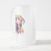 Retro Labrador Retriever Pop Art Kleurrijke Hond Matglas Bierpul (Voorkant links)