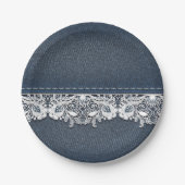 Retro Lace en Denim Texture Papieren Bordje (Voorkant)