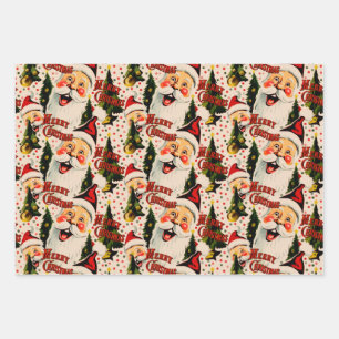 Retro lachen santas inpakpapier vel
