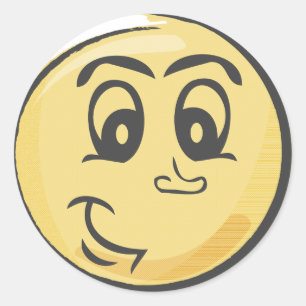 Retro lachende emoji ronde sticker