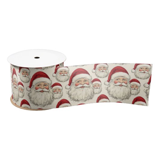  retro lachende kerstman gezicht lint (Spoel)
