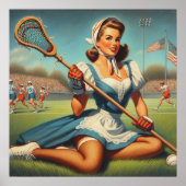 Retro Lacrosse Meisje Poster (Voorkant)