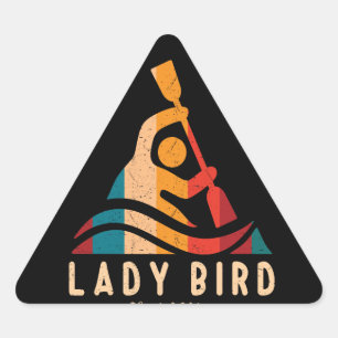 Retro Lady Bird Kajakken Driehoek Sticker