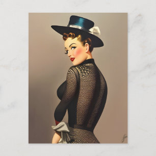Retro Lady Briefkaart