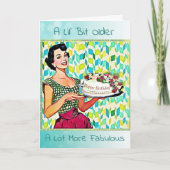 Retro Lady Cake Verjaardag Kaart (Voorkant)
