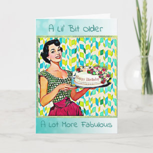 Retro Lady  Cake Verjaardag Kaart