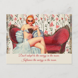 Retro Lady Confidentie en Motivatie Citaat Briefkaart