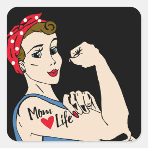 Retro Lady met Tattoo en Bandanna Sticker