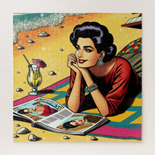Retro Lady op Beach Dagdromen over Mode Legpuzzel
