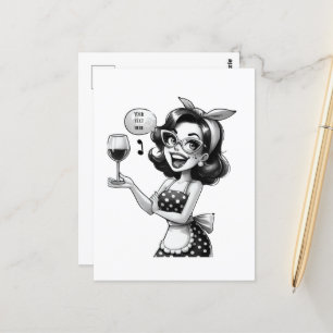 Retro Lady Tekst toevoegen Briefkaart
