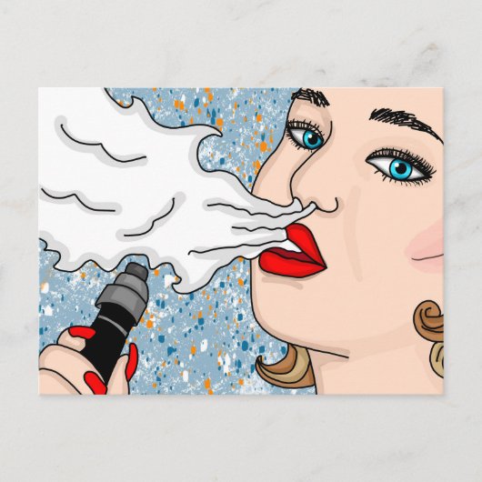  Retro Lady Vaping Briefkaart (Voorkant)