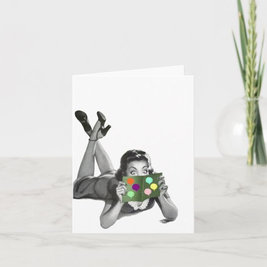 Retro Lady w / Ballon Party Kaart Blank TY (Voorkant)