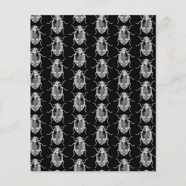 Retro Ladybug Art Print Pattern Ladybugs op Black (Voorkant)