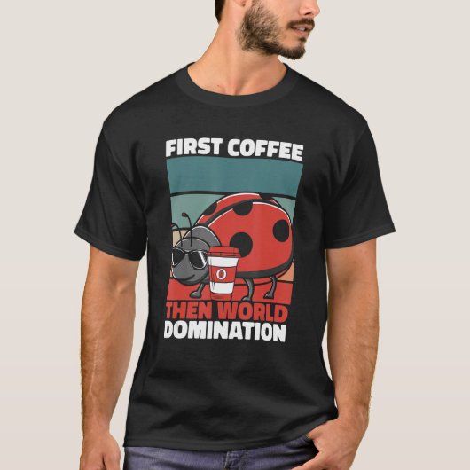Retro Ladybug Coffee Sunglasses   Entomology Vinta T-shirt (Voorkant)