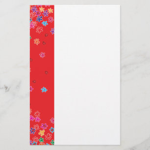 Retro Ladybugs en Flowers Briefpapier