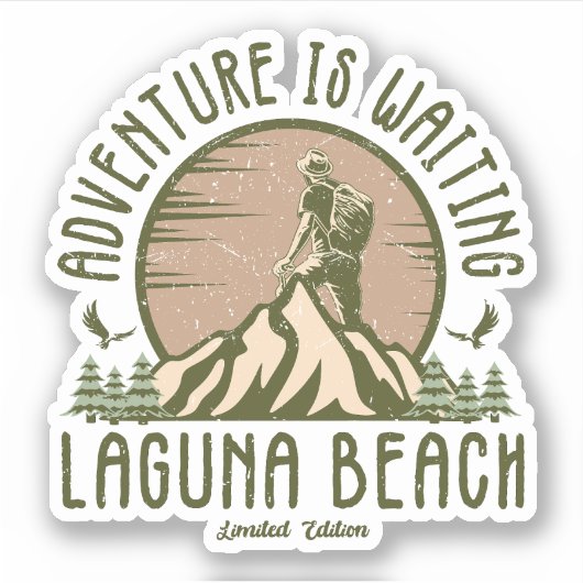 Retro Laguna strandwandeling Sticker (Voorkant)