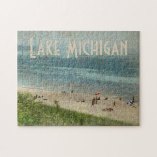 Retro Lake Michigan Shoreline Beach Foto Puzzle Legpuzzel