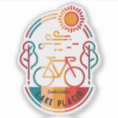 Retro Lake Placid Fietsroute Sticker (Voorkant)