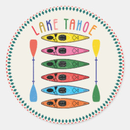 Retro Lake Tahoe kajakken Ronde Sticker