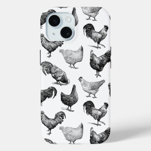Retro Land Boerderij Kippatroon Case-Mate iPhone Case (Achterkant)