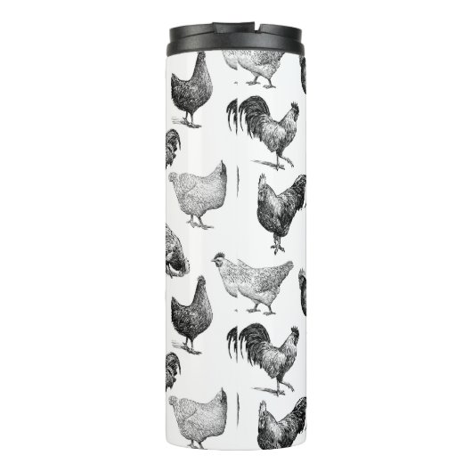 Retro Land Boerderij Kippatroon Thermosbeker (Achterkant)