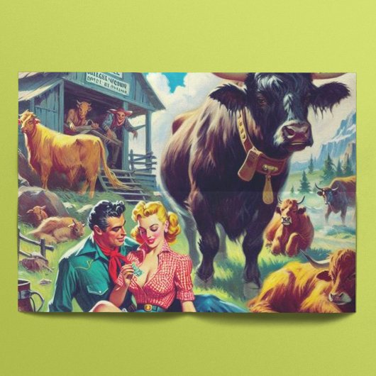 Retro landelijk paar illustratie tissuepapier