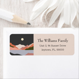  Retro Landscape Return-adreslabel Etiket