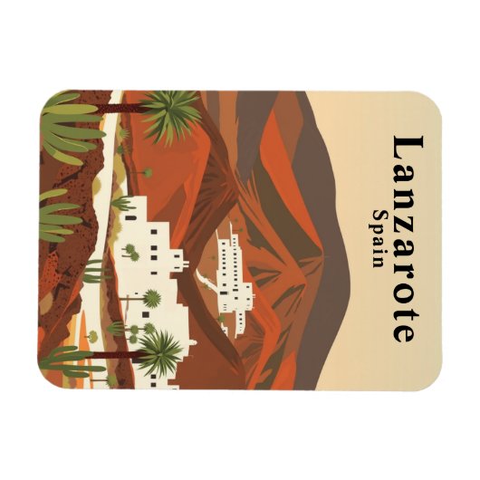 Retro Lanzarote Spanje Reissouvenir Magneet (Horizontaal)