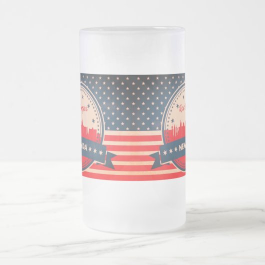 Retro Las Vegas Nevada Skyline Matglas Bierpul (Center)