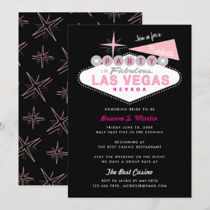 Retro Las Vegas Sign Bachelorette Party Uitnodigin Kaart