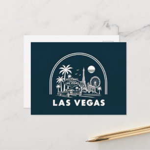 Retro Las Vegas Silhouette Ansichtkaart Retro Re Feestdagenkaart