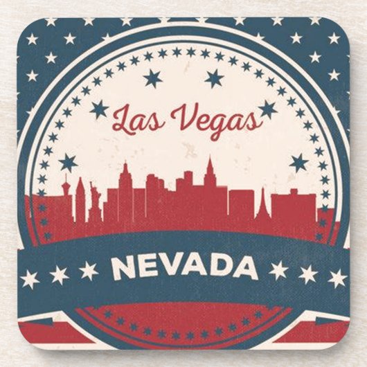 Retro Las Vegas Silhouette Drankjes Onderzetter (Voorkant)