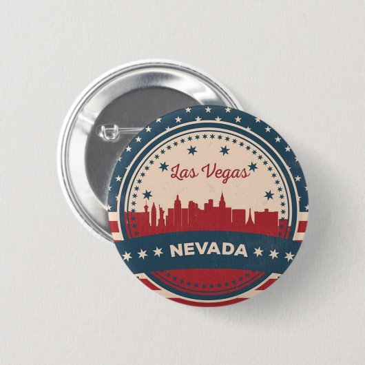 Retro Las Vegas Silhouette Ronde Button 5,7 Cm (Voorkant /achterkant)