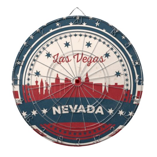 Retro Las Vegas Skyline Dartbord (Voorkant)