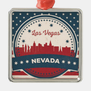 Retro Las Vegas Skyline Metalen Ornament