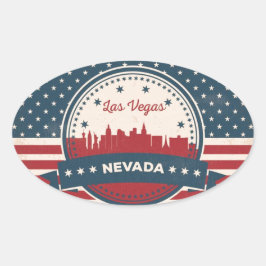 Retro Las Vegas Skyline Ovale Sticker