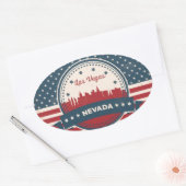 Retro Las Vegas Skyline Ovale Sticker (Envelop)