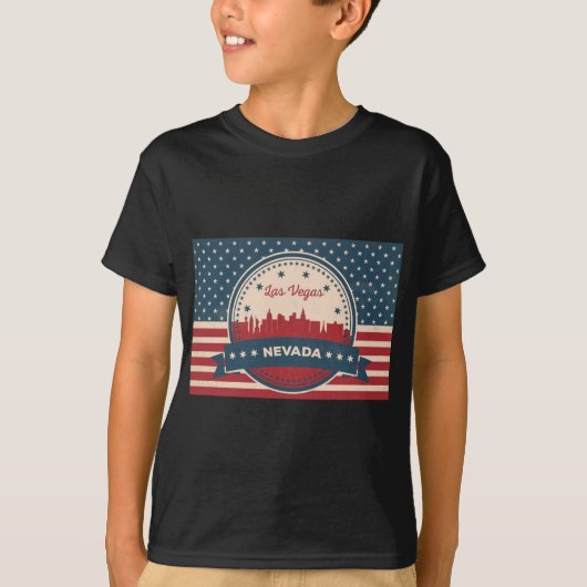 Retro Las Vegas Skyline T-shirt (Voorkant)